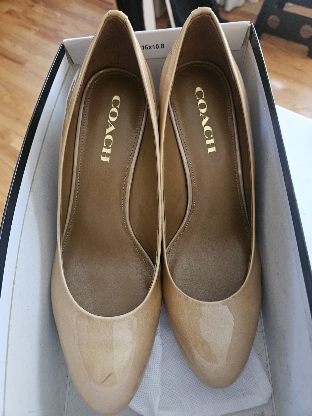 Coach Women’s Nude Patent Leather Ballet Flats